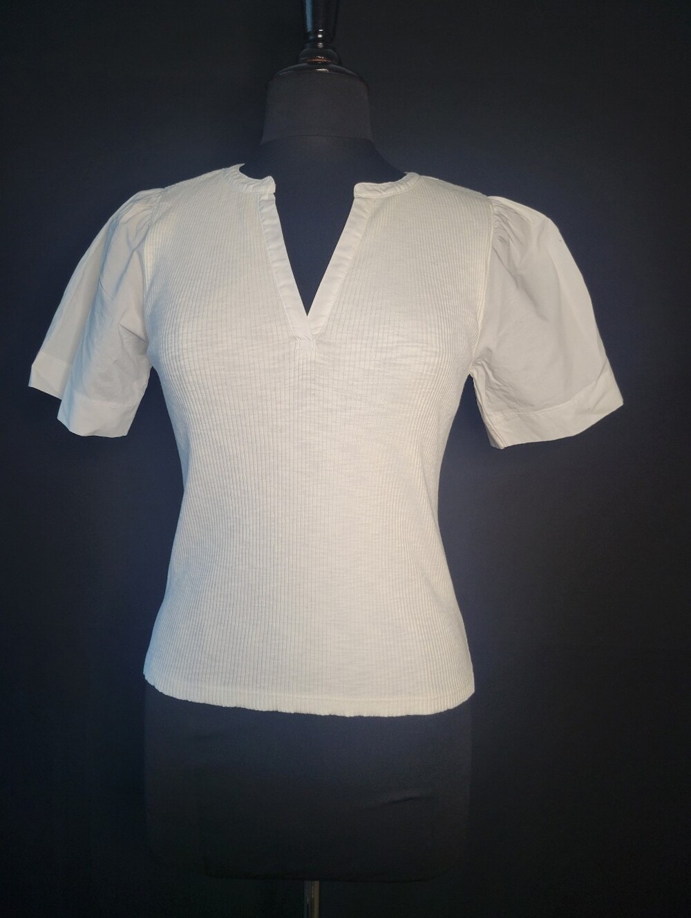 Lilla P White Split V-Neckline And Collarless Design